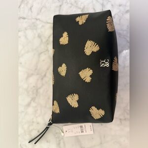New York & Company Black Cosmetic Case with Gold Heart Accents